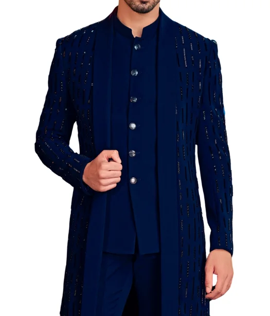 Navy blue Nawabi set