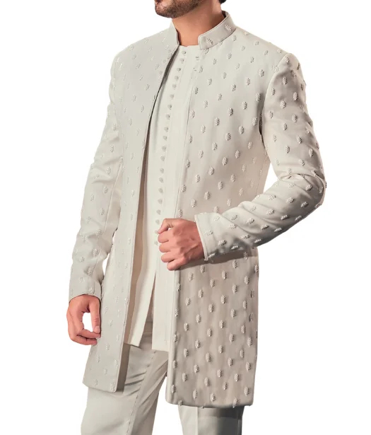 Cream Opengala Nawabi Set