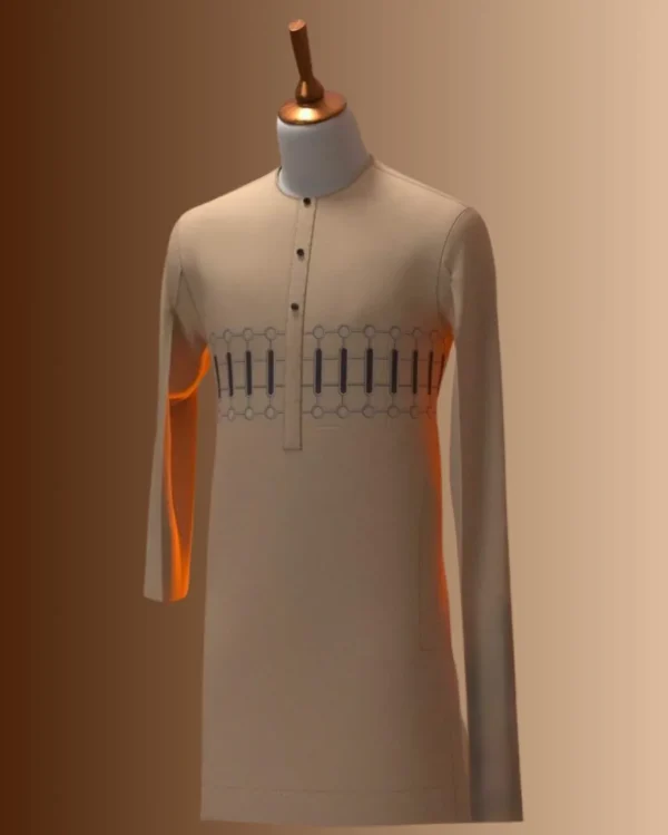 Cream and Blue Modern Pattern Kaftan