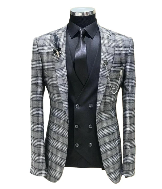 Grey Checkered Blazer